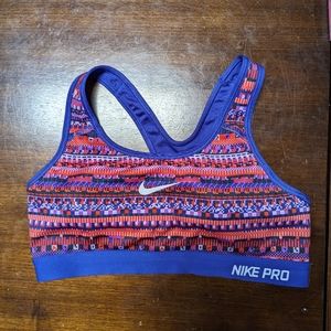 Purple and Pink Patterned Nike Sports Bra - M